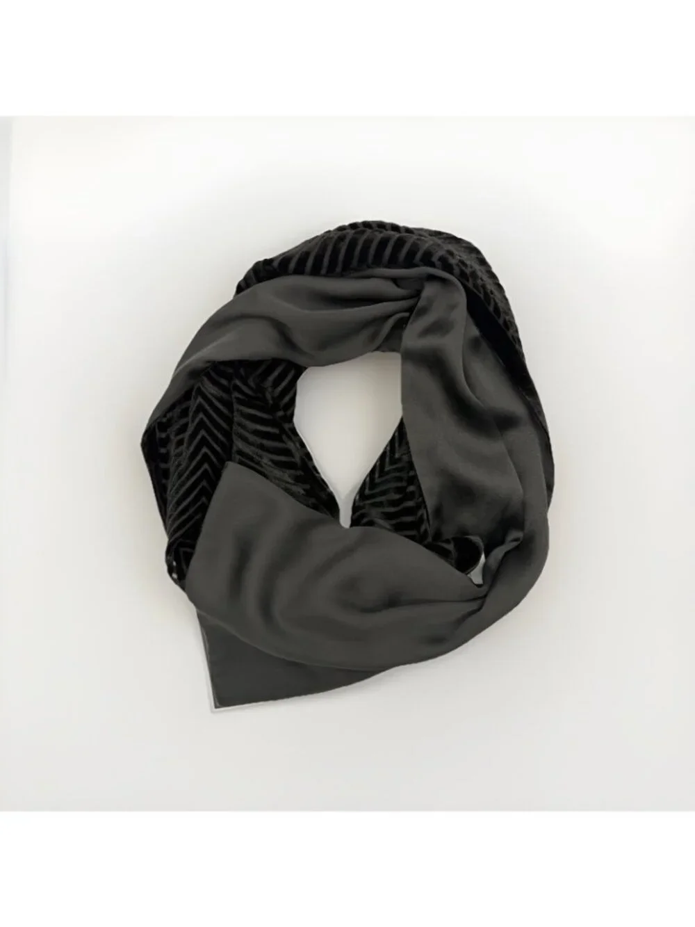 RALPH LAUREN velvet burnout silk women's scarf wrap - Black